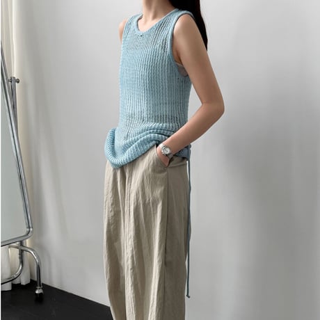sheer knit sleeveless top　/4color　un1997
