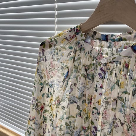 botanical floral sheer blouse　un2051