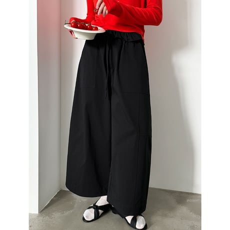 drawstring wide utility pants　/3color　un2006
