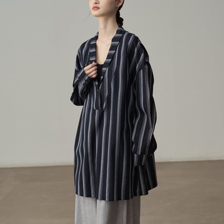 striped relaxed pullover shirt　un1849