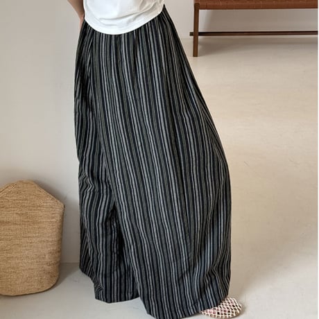 pinstripe relaxed wide pants　/2color　un2056