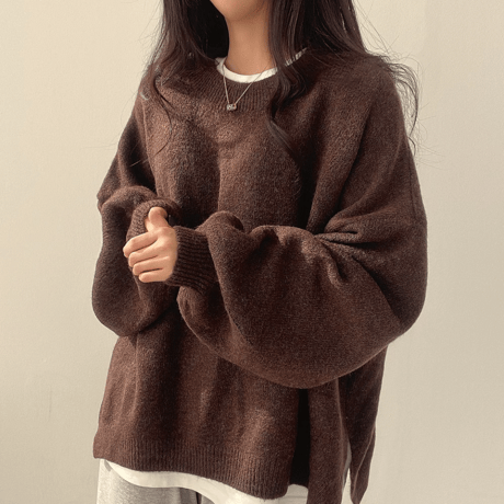 lantern sleeve slit knit /3color　un1533