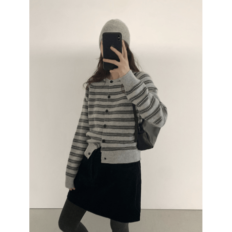 striped cardigan /3color　un1638