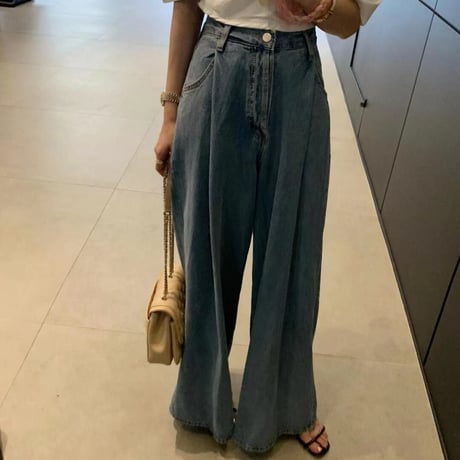 high waist wide denim pants　un1399