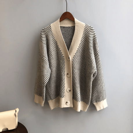 herringbone knit cardigan /2color　un1494