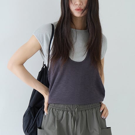 halter knit layered tank　/2color　un2063