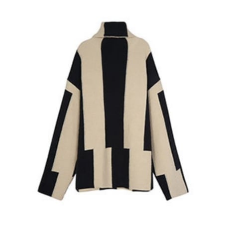 bicolor asymmetry design knit　un1314
