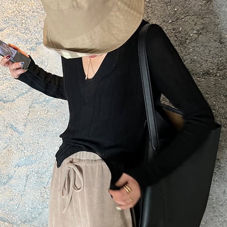 v-neck knit tops /3color　un1087