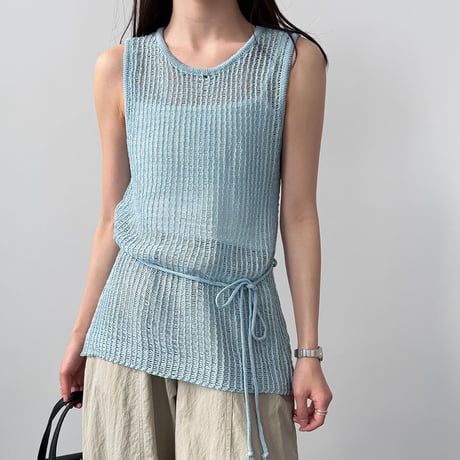 sheer knit sleeveless top　/4color　un1997