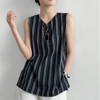 midnight stripe sleeveless top　un2100
