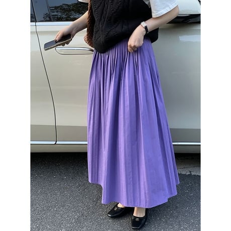 pleats maxi skirt /2color　un1141