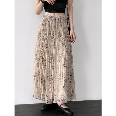 muse pleats leopard skirt　un2099