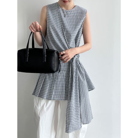 check side knot tunic blouse　/2color　un2049