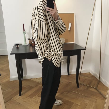 loose silhouette striped shirt　un1062