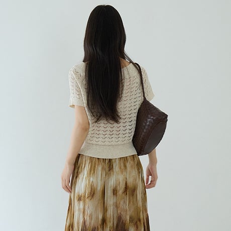 openwork knit ribbon top　/2color　un2071