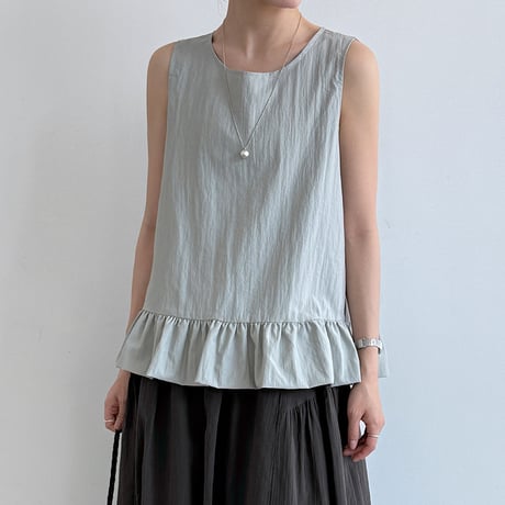 frill hem sleeveless blouse　/3color　un2043