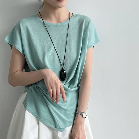 wrap waist linen touch top　/5color　un2080