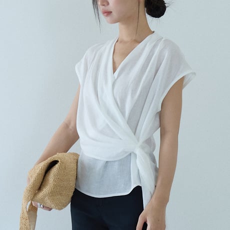 wrap airy blouse　/2color　un2101