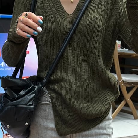v-neck knit tops /3color　un1087
