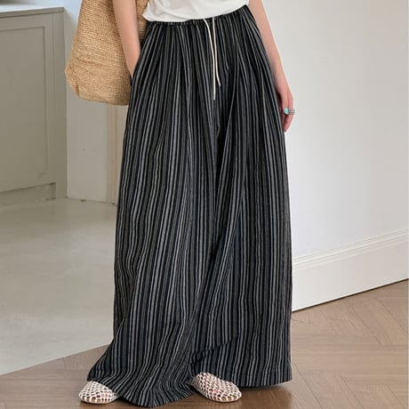 pinstripe relaxed wide pants　/2color　un2056