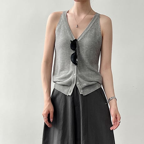 linen touch knit tank　/6color　un2097