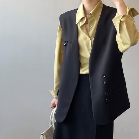 loose silhouette vest /2color　un1007