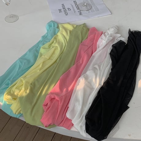 sheer high neck pullover /5color　un1074