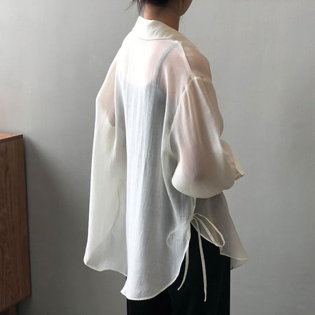 side ribbon sheer shirt /5color　un1039