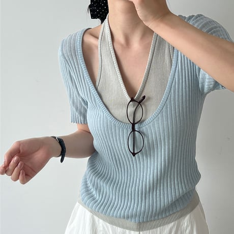 layered halter knit top　/5color　un2020