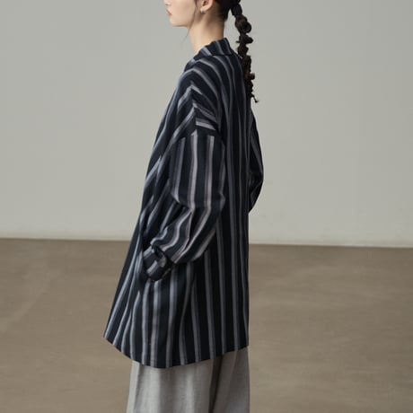 striped relaxed pullover shirt　un1849