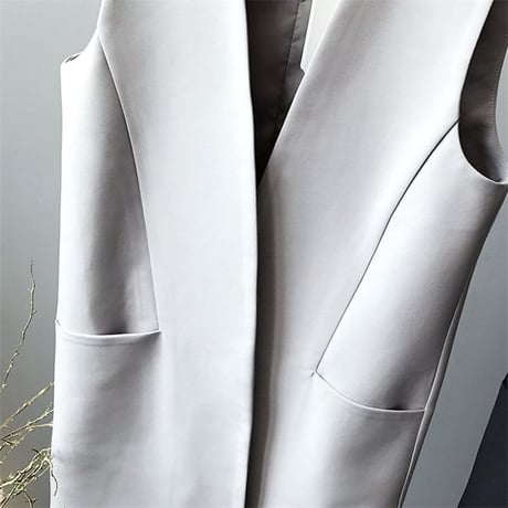 v-neck long vest /2color　un1005