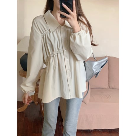 gathered blouse　/4color　un1758