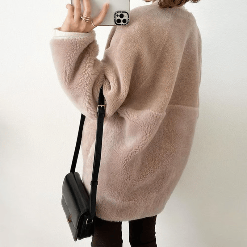 no collar boa jacket coat /3color un1486 | Until. no collar boa jacket coat /3color un1486 | Until.