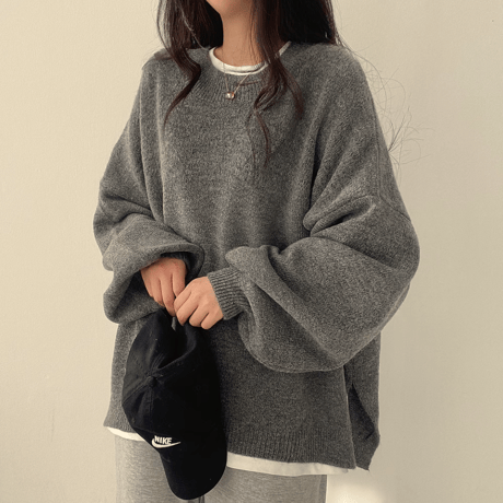 lantern sleeve slit knit /3color　un1533