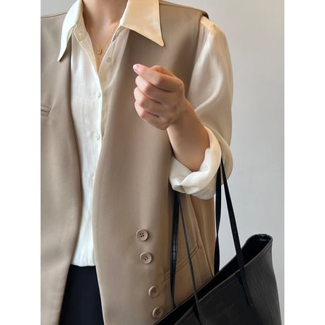 loose silhouette vest /2color　un1007