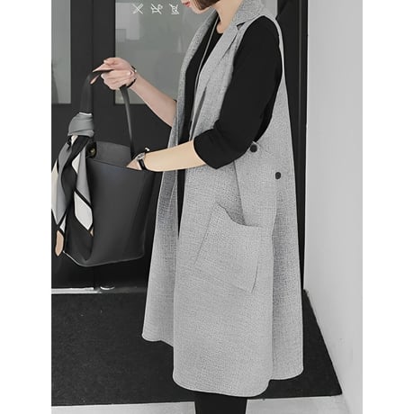design button long gilet　un1284