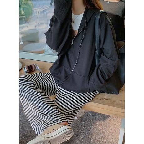 border wide-leg pants　un1152