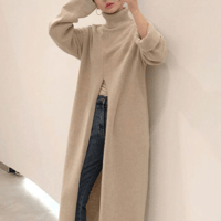 high neck front slit pull over /2color　un1487