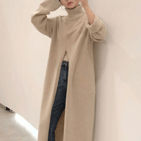 high neck front slit pull over /2color　un1487