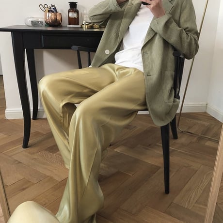 shiny wide pants /2color　un1170