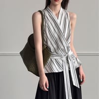 stripe wrap sleeveless blouse　/2color　un2054