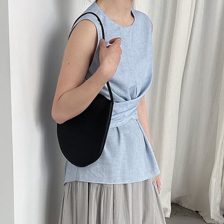 wrap design peplum sleeveless blouse　/2color　un2044