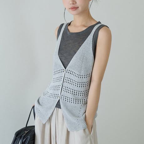 airy knit vest　/2color　un2068