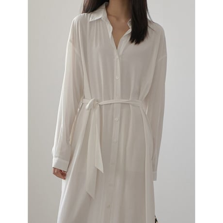 front button long shirt one piece dress　un1342