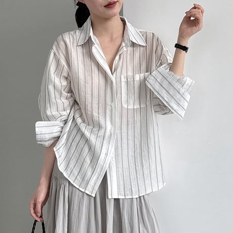 sheer stripe shirt　/2color　un2094
