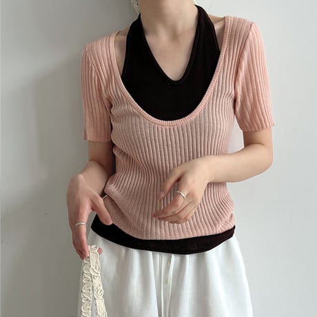 layered halter knit top　/5color　un2020