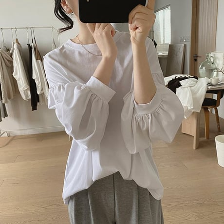 puff sleeve casual tops /4color　un1080