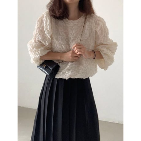 puff sleeves shirring blouse /3color　un1297