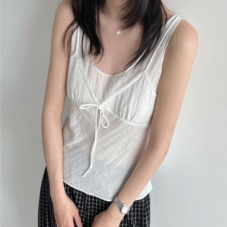 lace trim ribbon camisole　/2color　un2009