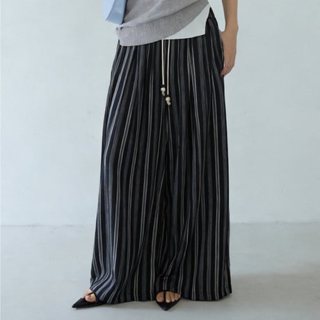 linen stripe wide pants　/2color　un2070